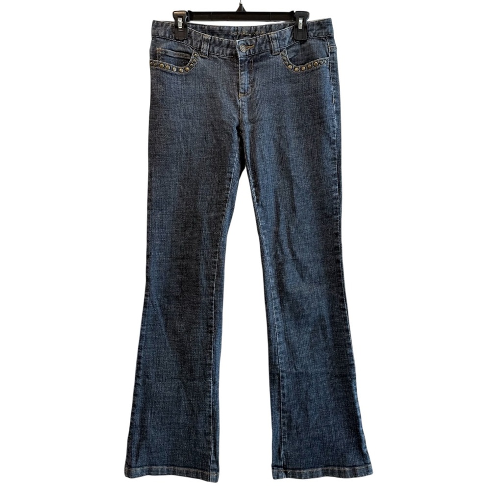 Michael Kors Boot Cut Denim Dark Wash Studded Blue Jeans Size 10 NO SIZE TAG
